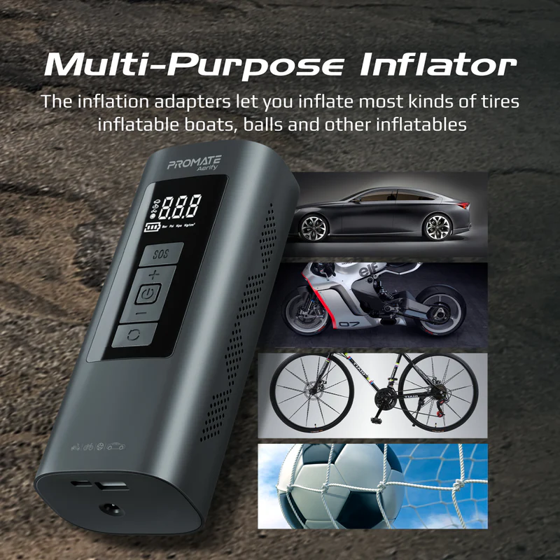 PROMATE Aerify 150PSI Portable Electronic Air Pump with 6000mAh Power Bank