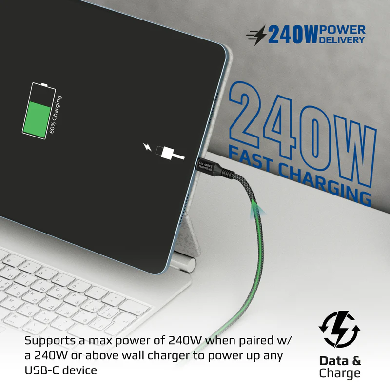 PROMATE PowerBolt240-2M 240W Power Delivery USB-C to USB-C Cable with 40Gbps