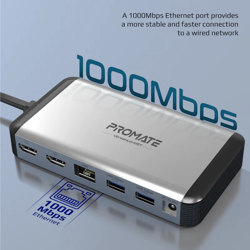 PROMATE VersaHub-MST 12-in-1 MST USB-C Hub with 100W Power Delivery