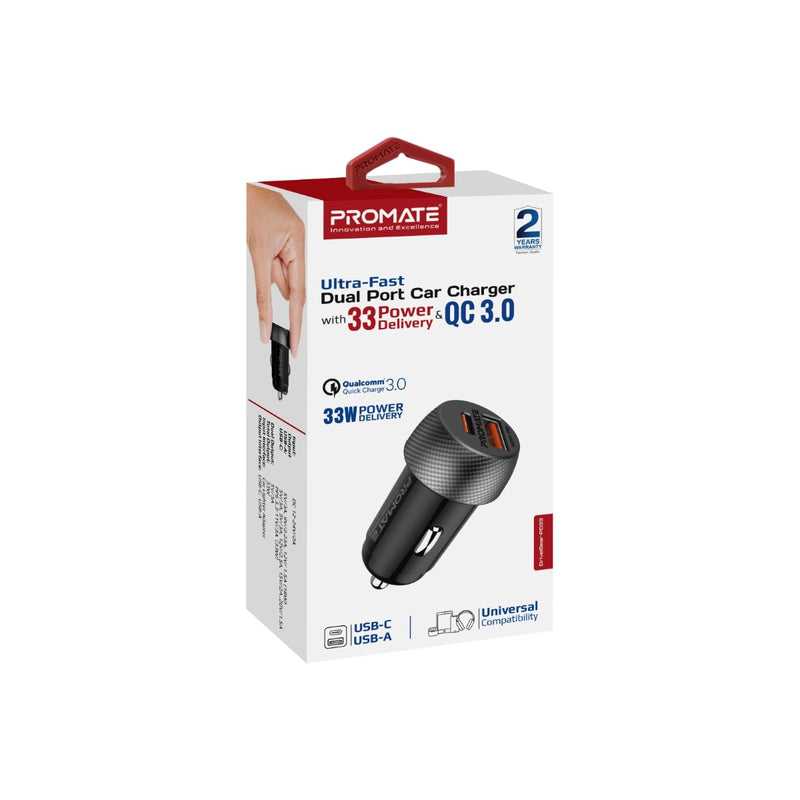 PROMATE DriveGear-PD33 High Speed Compact Car Charger with 33W Power Delivery