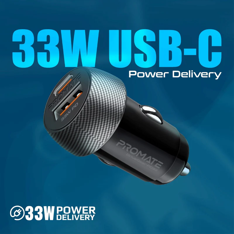 PROMATE DriveGear-PD33 High Speed Compact Car Charger with 33W Power Delivery