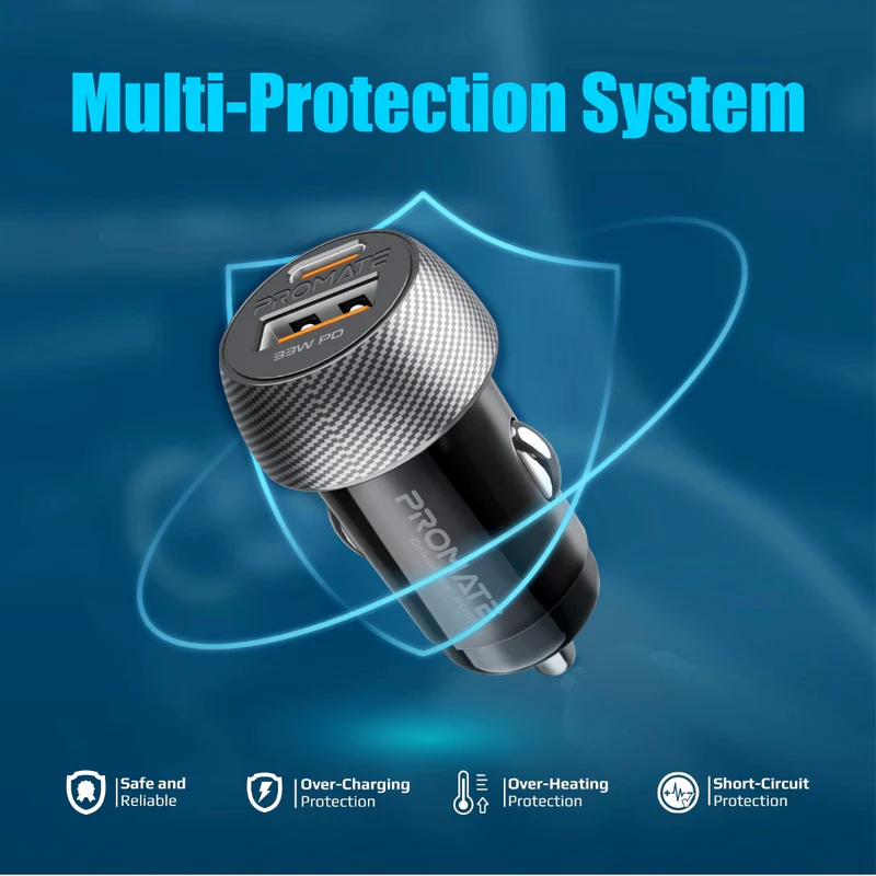 PROMATE DriveGear-PD33 High Speed Compact Car Charger with 33W Power Delivery