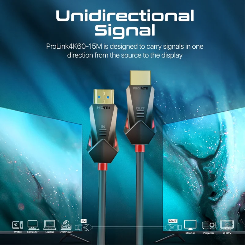 PROMATE ProLink4K60-15M HDMI (Male)- HDMI (Male) Cable with 3D, 4K@60Hz Ultra HD & Ethernet Support, 15M Length