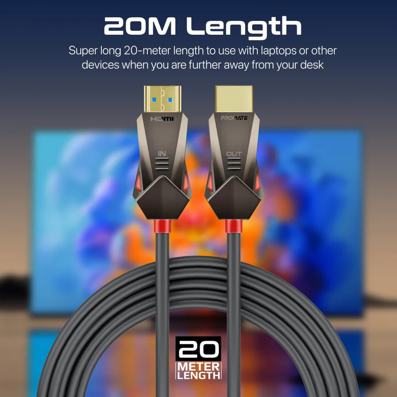 PROMATE ProLink4K60-20M HDMI (Male)- HDMI (Male) Cable with 3D, 4K@60Hz Ultra HD & Ethernet Support, 20M Length