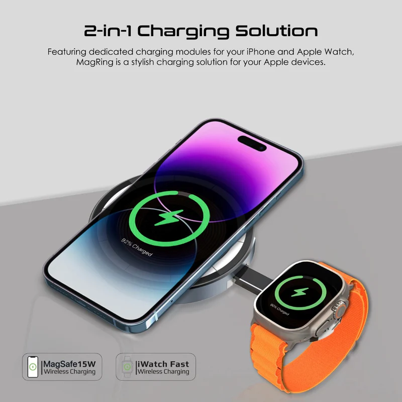 PROMATE MagRing Super Slim Transparent 15W Magnetic Wireless Charger with Phone Holder