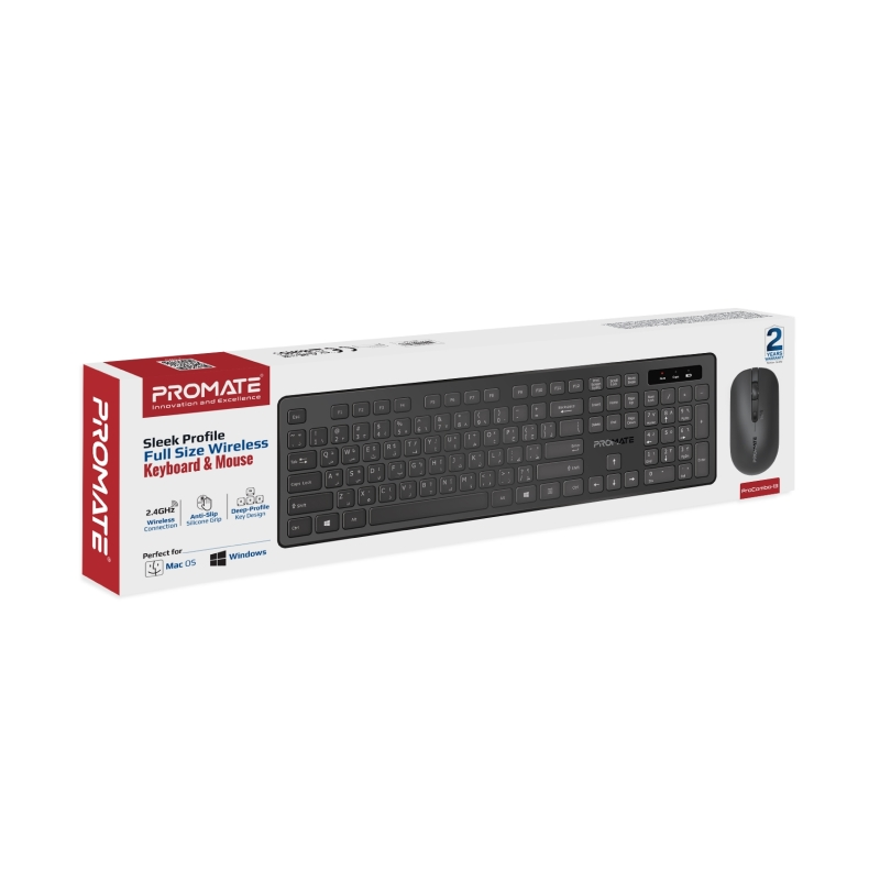 PROMATE ProCombo-13.EN/AR Super Slim Wireless Keyboard & Ambidextrous