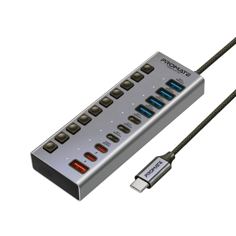 GegaHub-5G.UK 10 Port 5Gbps USB-C Hub, 4 x USB-A 5Gbps port, 3 x USB-C 5Gbps