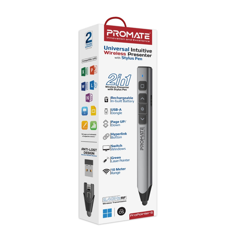 PROMATE ProPointer-S 2.4GHz Stylus and Wireless Presenter with Presentation