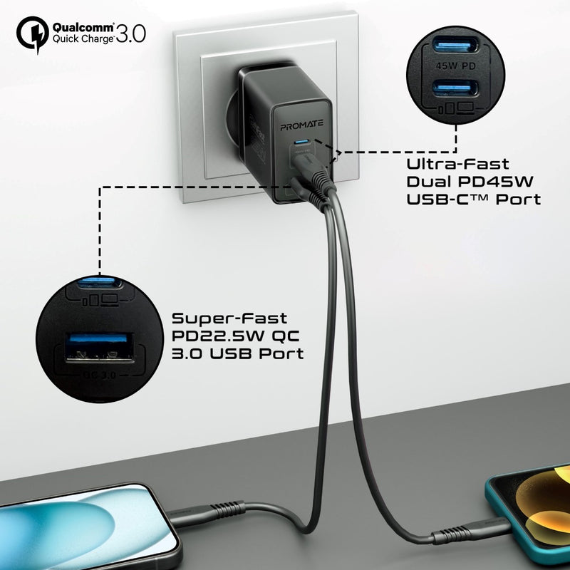 PROMATE PowerPort-45.UK 45W PD GaNFast Charger