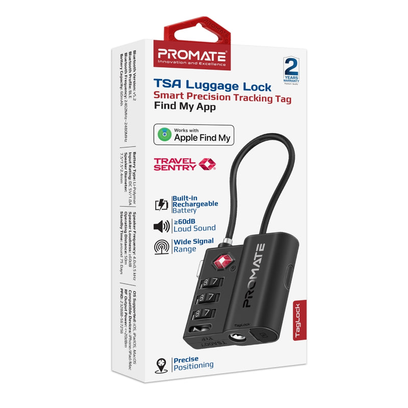 PROMATE TagLock Smart TSA Luggage Lock with Tracking feature