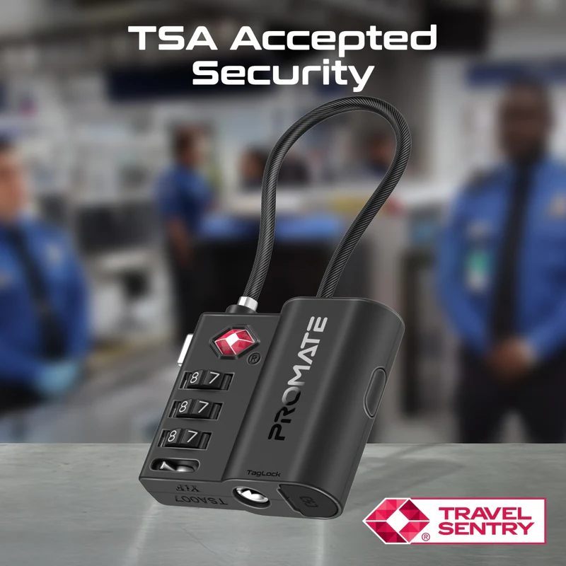 PROMATE TagLock Smart TSA Luggage Lock with Tracking feature