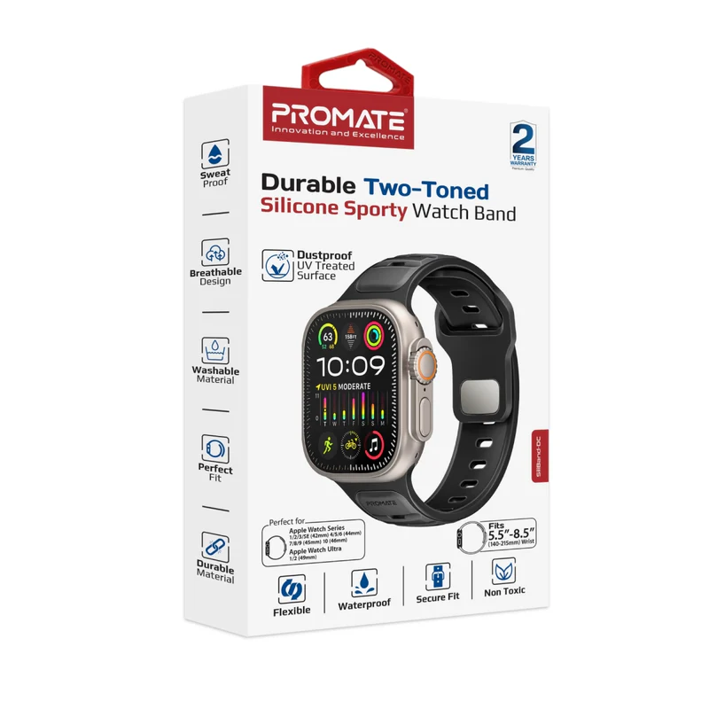 PROMATE SiliBand-DC Dual Color Silicon Apple Watch Strap compatible 42/44mm
