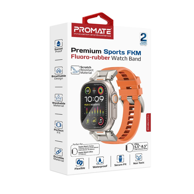 PROMATE SilicaBand-Pro Silicon Apple Watch Strap with Stainless-stee