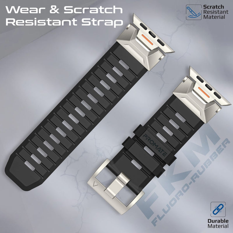 PROMATE SilicaBand-Pro Silicon Apple Watch Strap with Stainless-stee