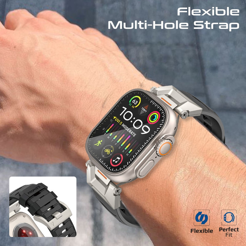 PROMATE SilicaBand-Pro Silicon Apple Watch Strap with Stainless-stee