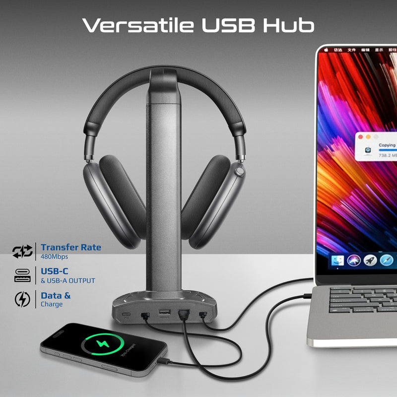 FortX Multifunction Headset Stand with Wireless Charger