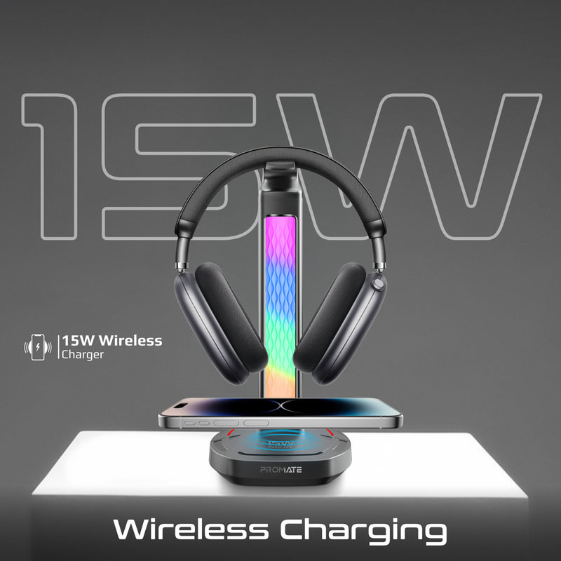 FortX Multifunction Headset Stand with Wireless Charger