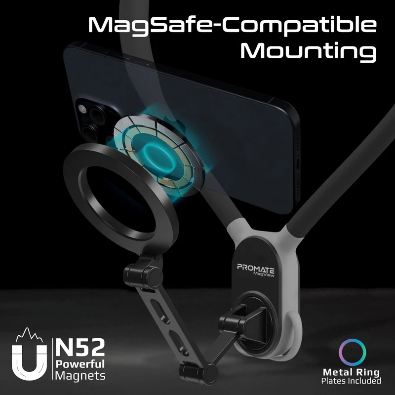 PROMATE MagView.Black 360° MagSafe Compatible Neckband Phone Holder