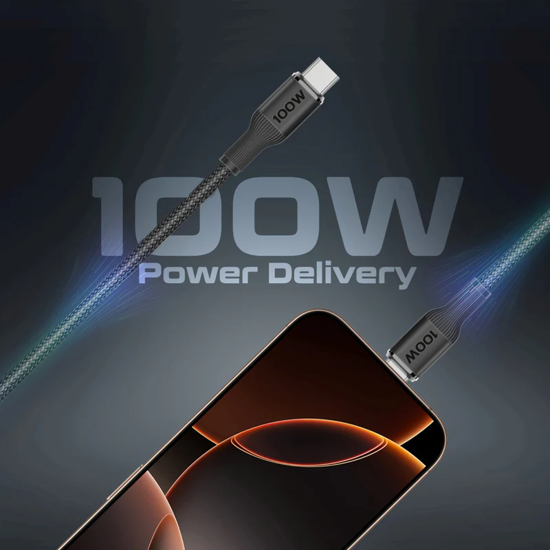 PROMATE Fusion-CCW. 3-in-1 USB-C to 100W PD USB-C, 27W USB-C & 5W Apple Watch Charger cable