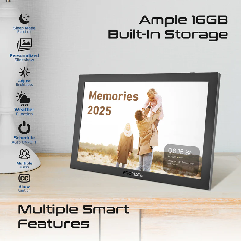 PROMATE Memoria-10.1" Full HD Multimedia Digital Photo Frame, 16Gb