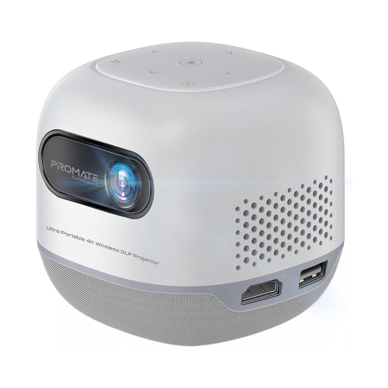 PROMATE CubeCast-2 Portable 4K Mini Wireless DLP Projector, 100ANSi Brightness