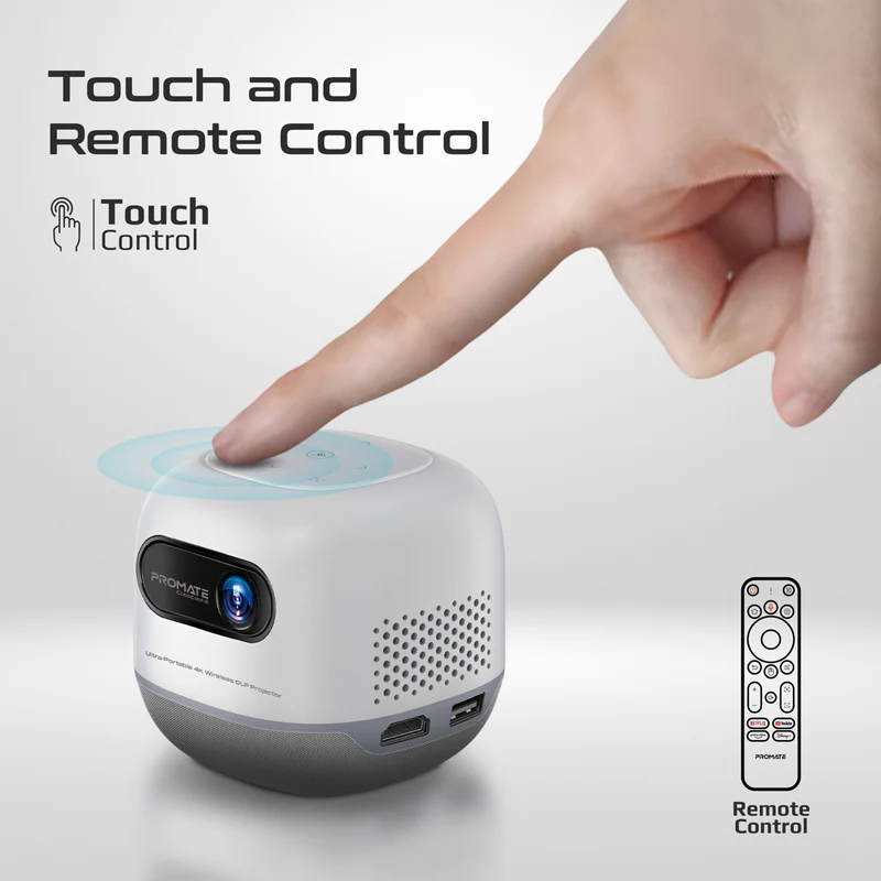PROMATE CubeCast-2 Portable 4K Mini Wireless DLP Projector, 100ANSi Brightness