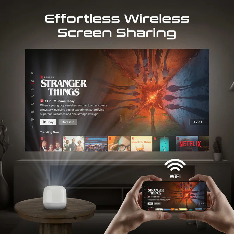 PROMATE CubeCast-2 Portable 4K Mini Wireless DLP Projector, 100ANSi Brightness