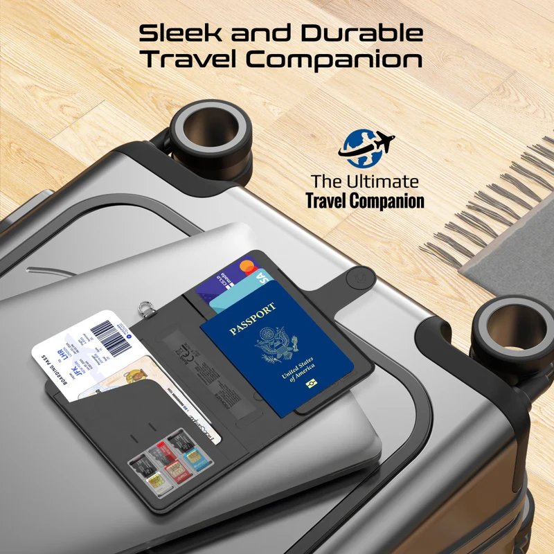 PROMATE PassMate.Burgundy PassPort and Card Holder with Tracking Feature, 170mAh Battery