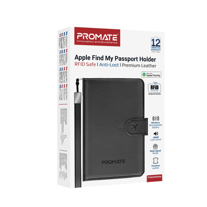 PROMATE PassMate.Burgundy PassPort and Card Holder with Tracking Feature, 170mAh Battery