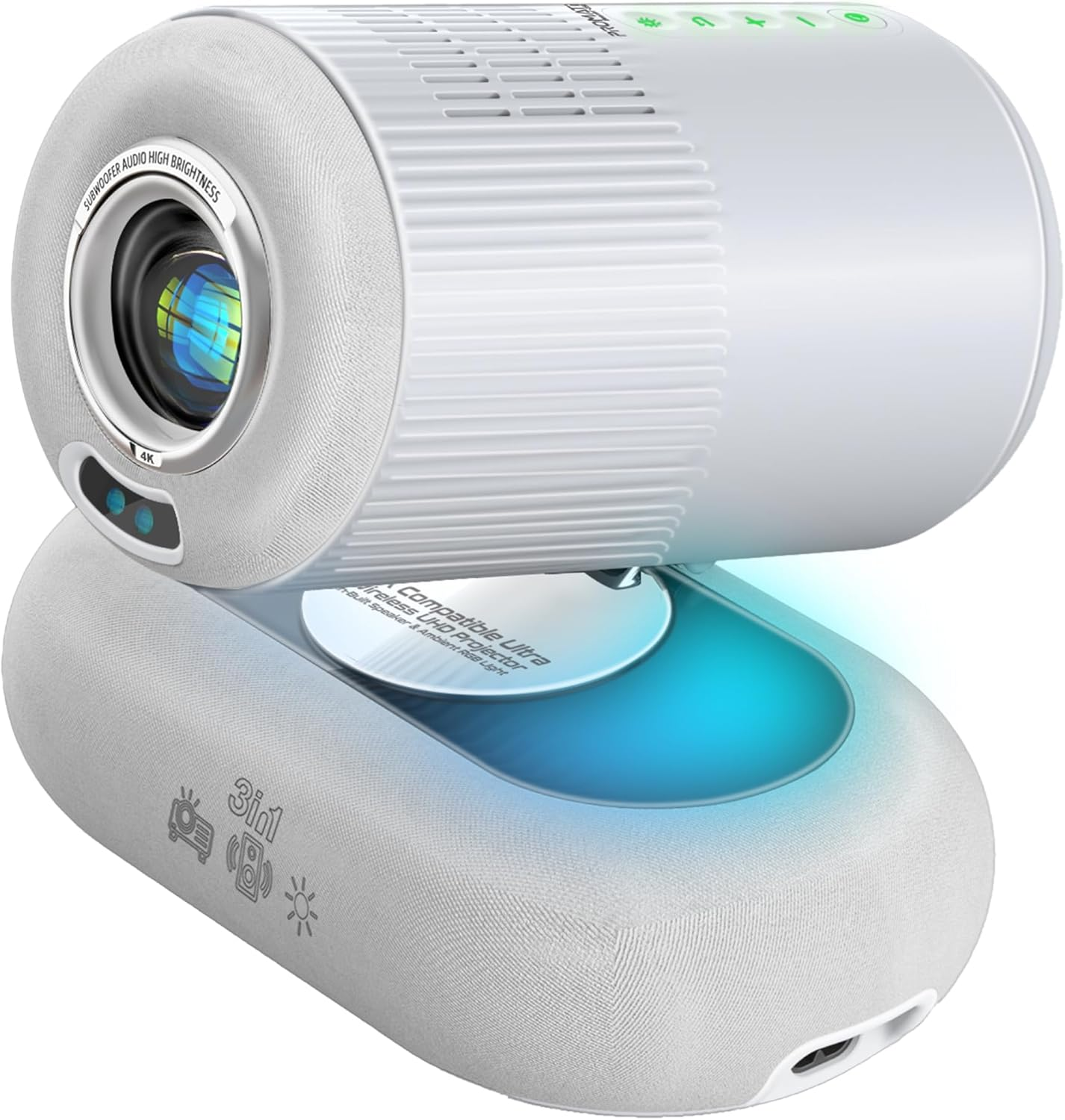 PROMATE Beamer-250R.UK Multi-function Wireless 4K UHD Projector with Ambient RGB