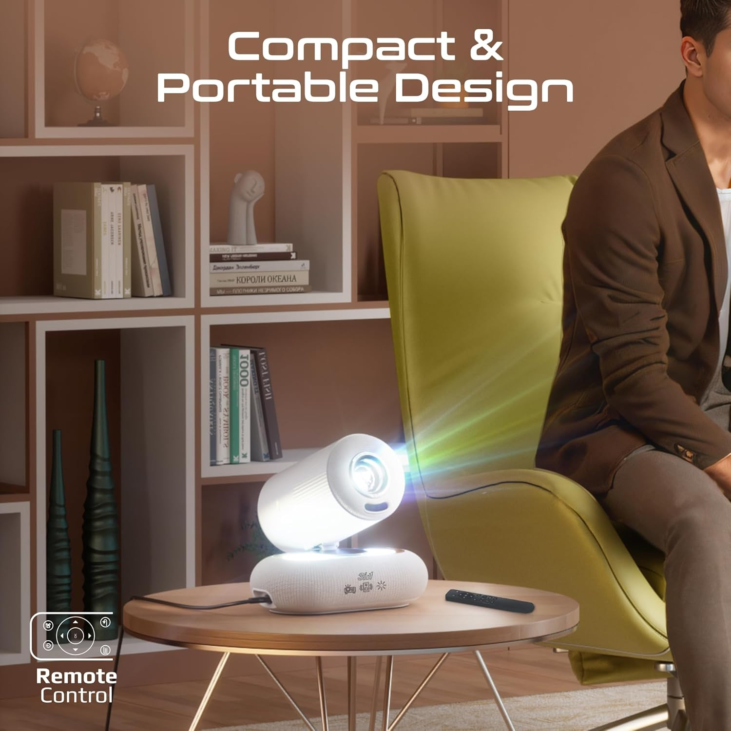 PROMATE Beamer-250R.UK Multi-function Wireless 4K UHD Projector with Ambient RGB