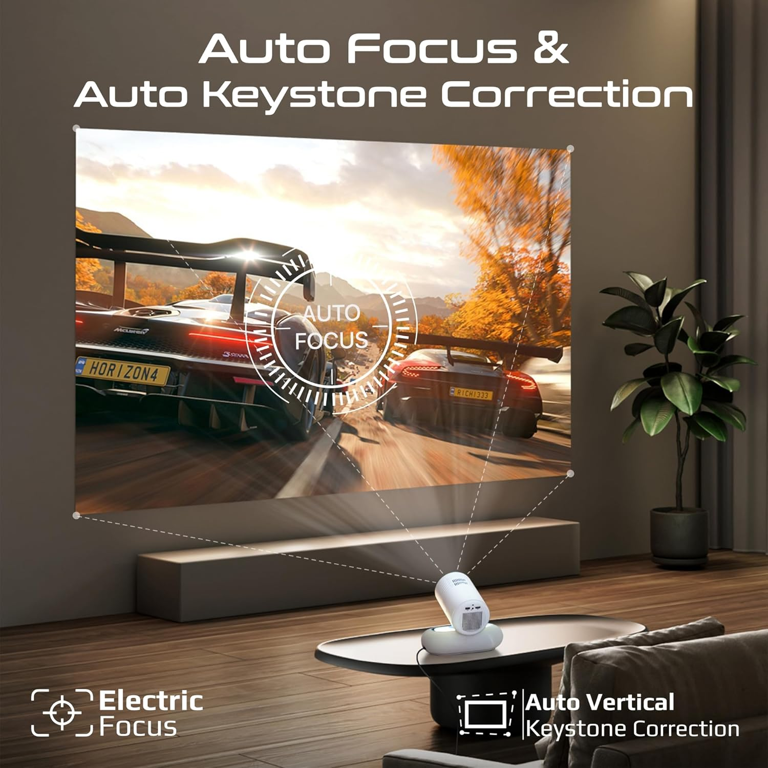 PROMATE Beamer-250R.UK Multi-function Wireless 4K UHD Projector with Ambient RGB
