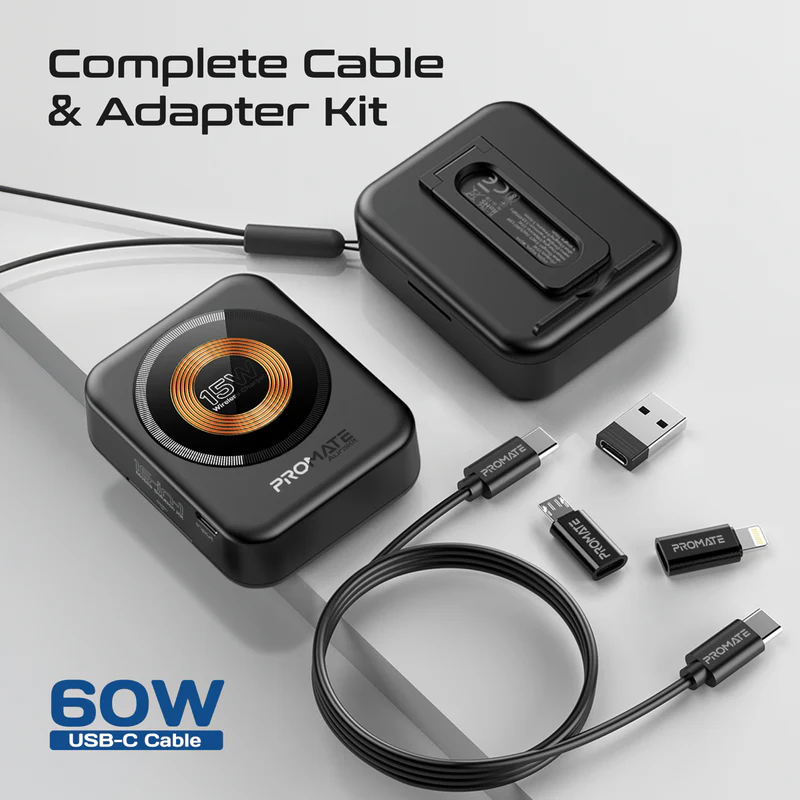 PROMATE AuraKit Multifunctional Mobile Solution Kit with USB-C to USB-C Cable