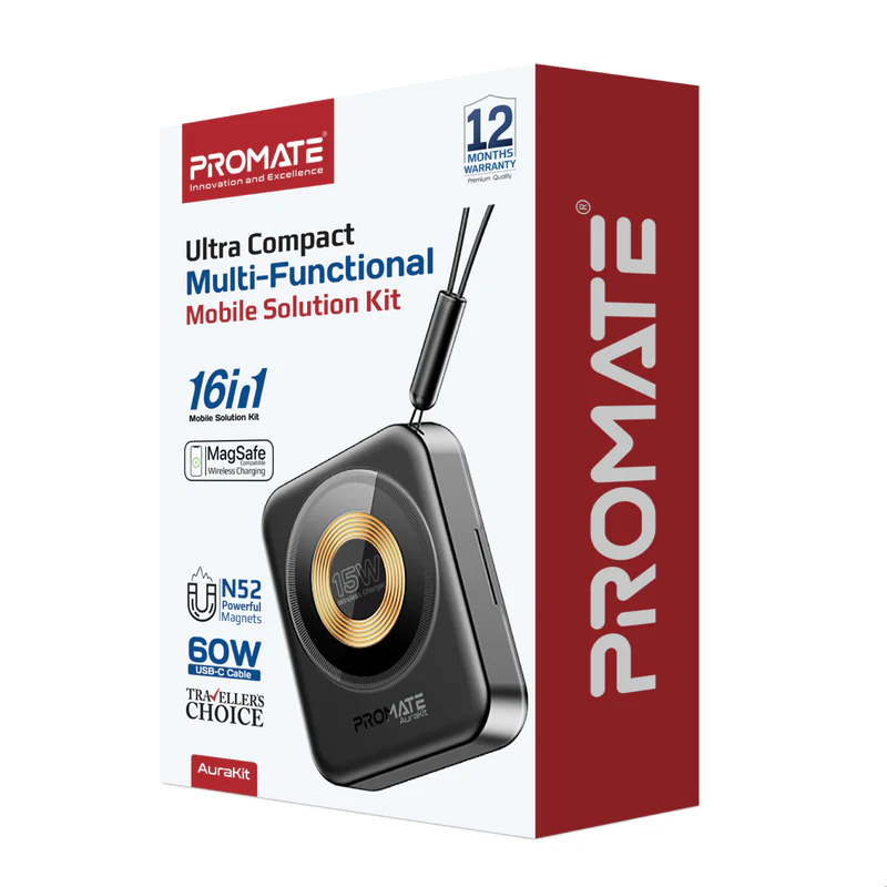 PROMATE AuraKit Multifunctional Mobile Solution Kit with USB-C to USB-C Cable