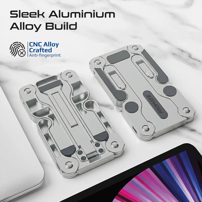 PROMATE FoldiX.Grey Multi-Level Pocket Size Folding Aluminum Laptop Stand