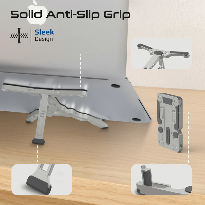 PROMATE FoldiX.Grey Multi-Level Pocket Size Folding Aluminum Laptop Stand