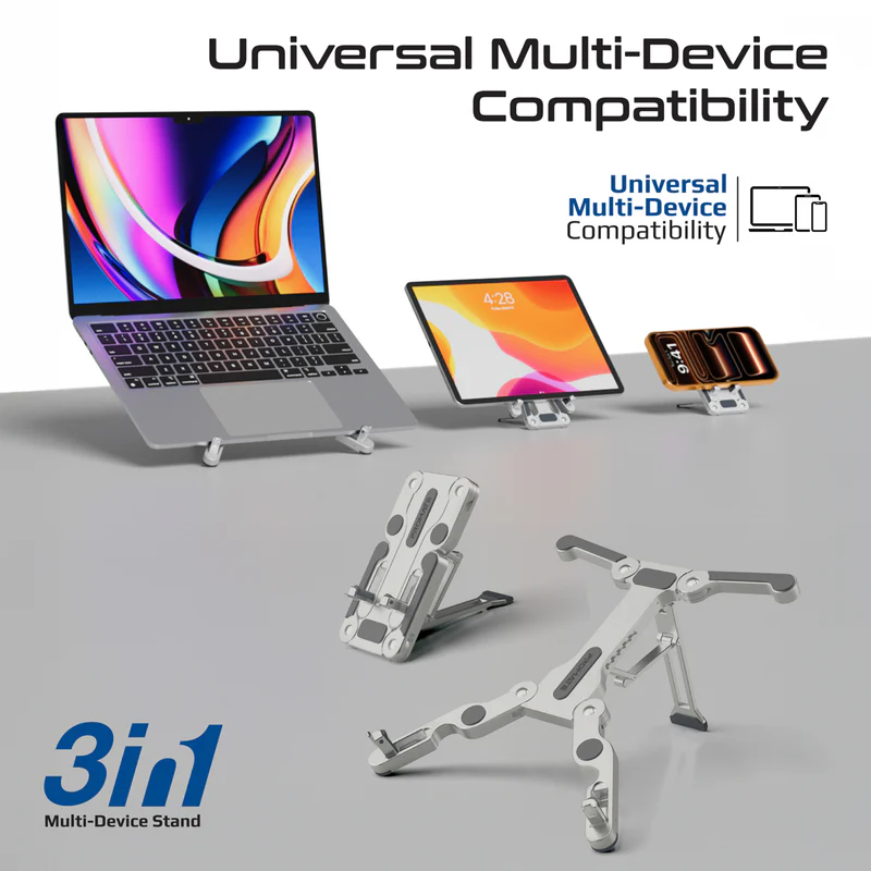 PROMATE FoldiX.Grey Multi-Level Pocket Size Folding Aluminum Laptop Stand