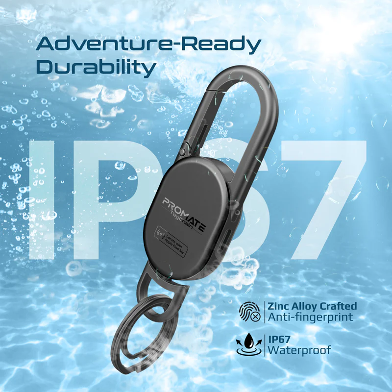 PROMATE TagChain.Titanium Smart Carabiner Keychain with Tracking feature