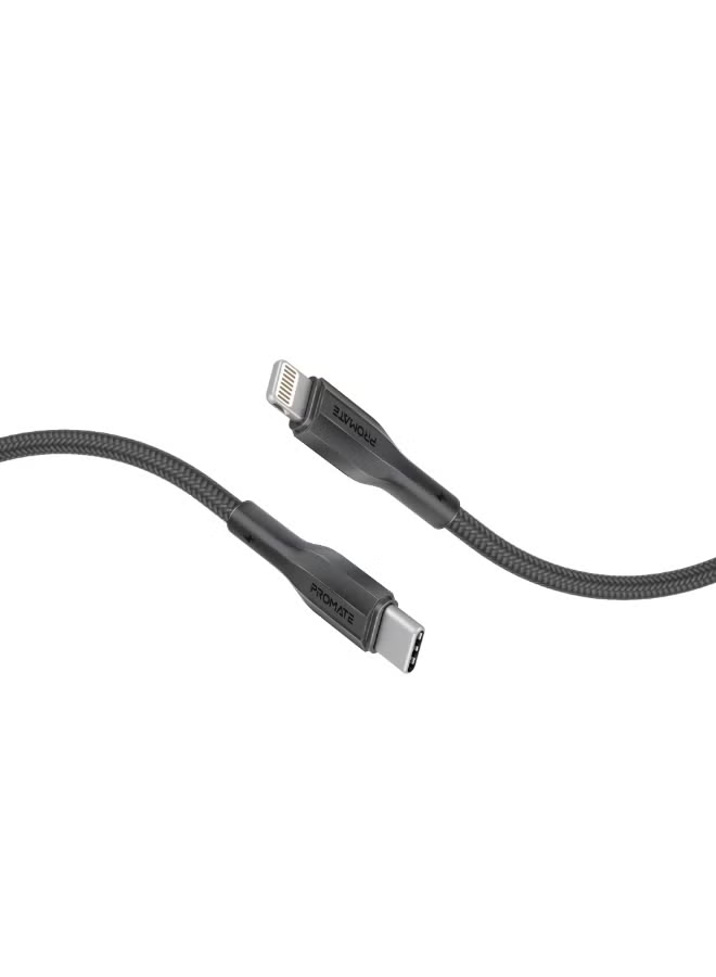 Promate XCord-CL. USB-C to Lightning Connector Cable 12020cm Length (Black)