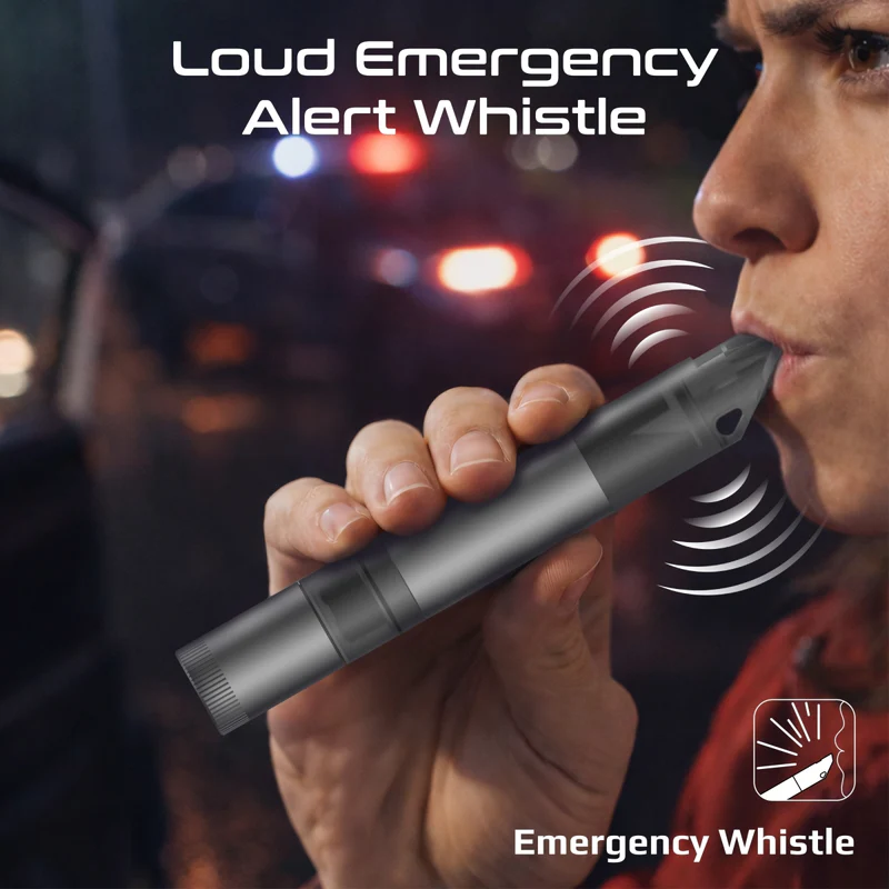 PROMATE Vexa 4-in-1 Car Safety Gadget with Safety Hammer, LED Light, Cutter, and Whistle.