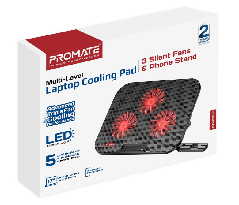 PROMATE AirBase-2 Height Adjustable Ergonomic Laptop Cooling