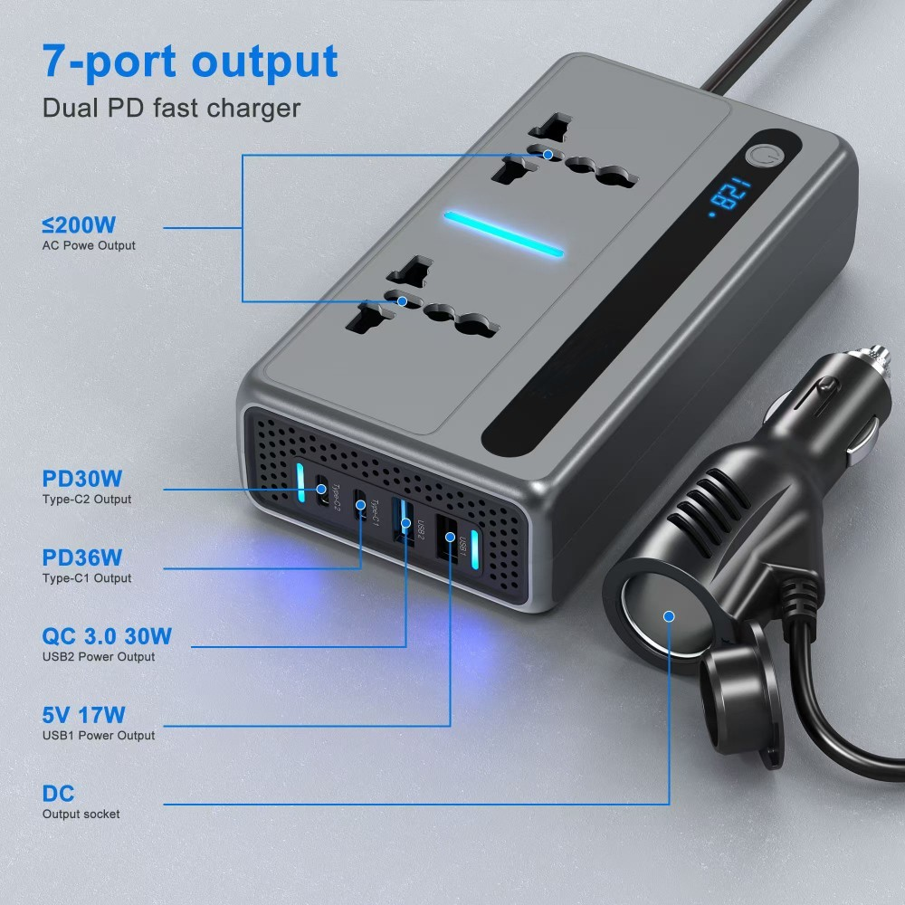 JBQ ROADPWR LED DISPLAY 300W CAR INVERTER SILVER M713102