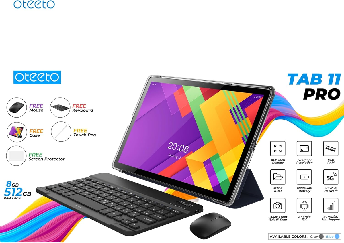 Oteeto TAB 11 Pro Tablet10.1 8 GBRAM 512 GB (Grey)