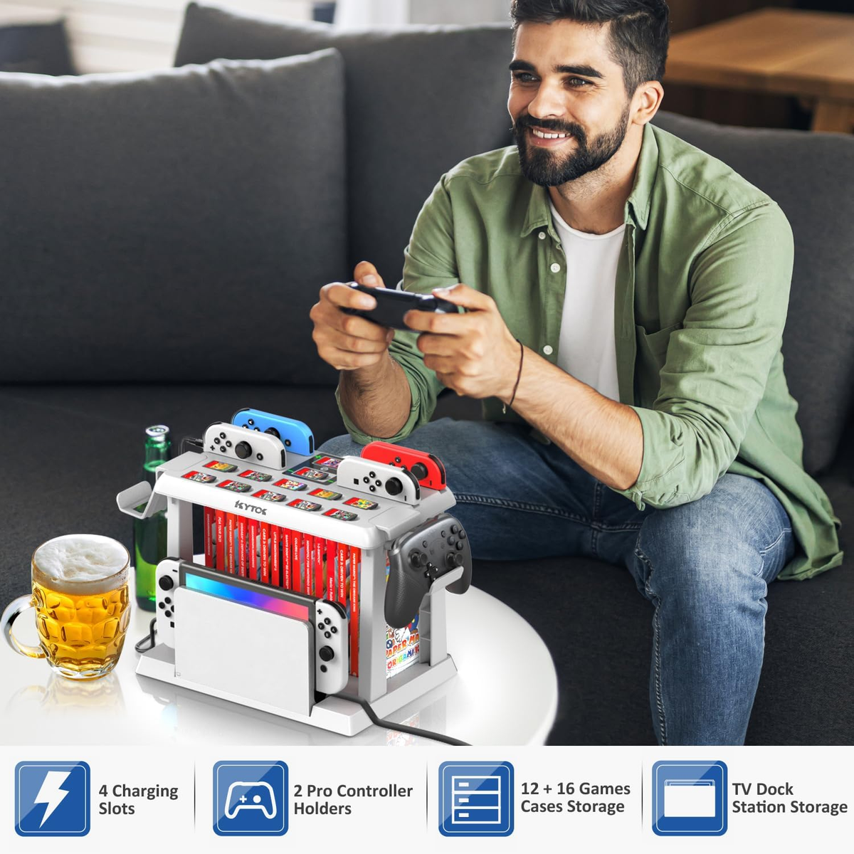 KYTOK CONTROLLER CHARGER WITH GAME SLOTS & HOLDER KT-K502