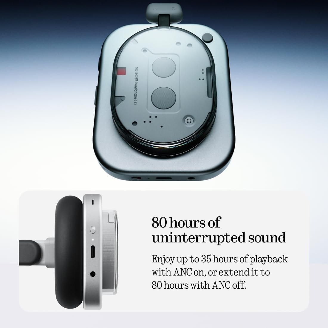 Nothing Headphone Ear with Active Noise Cancelling Up to 80 Hours of Battery Life Spatial B170