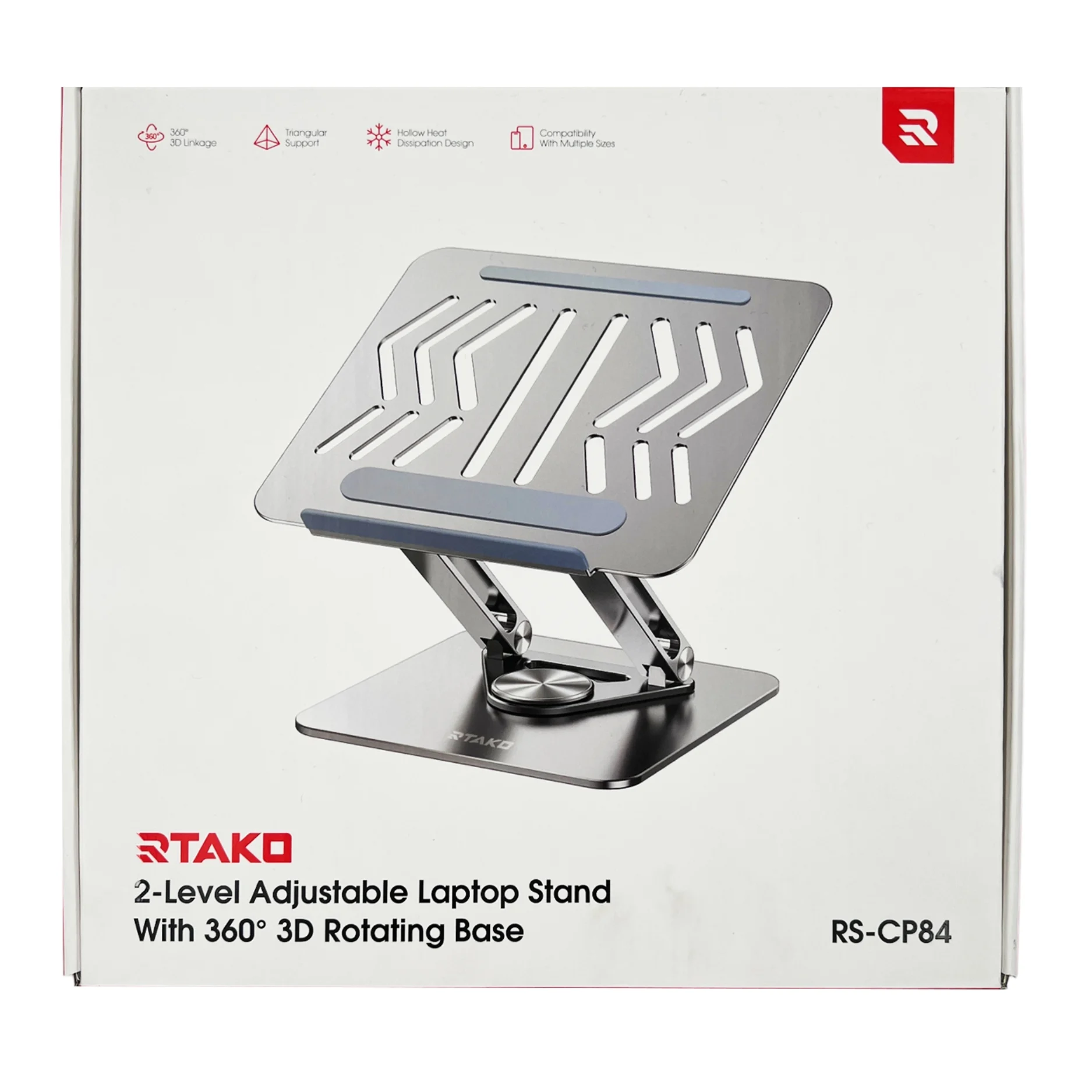 RTAKO 2-LEVEL ADJUSTABLE LAPTOB STAND WITH 360° 3D ROTATING BASE RS-CP84