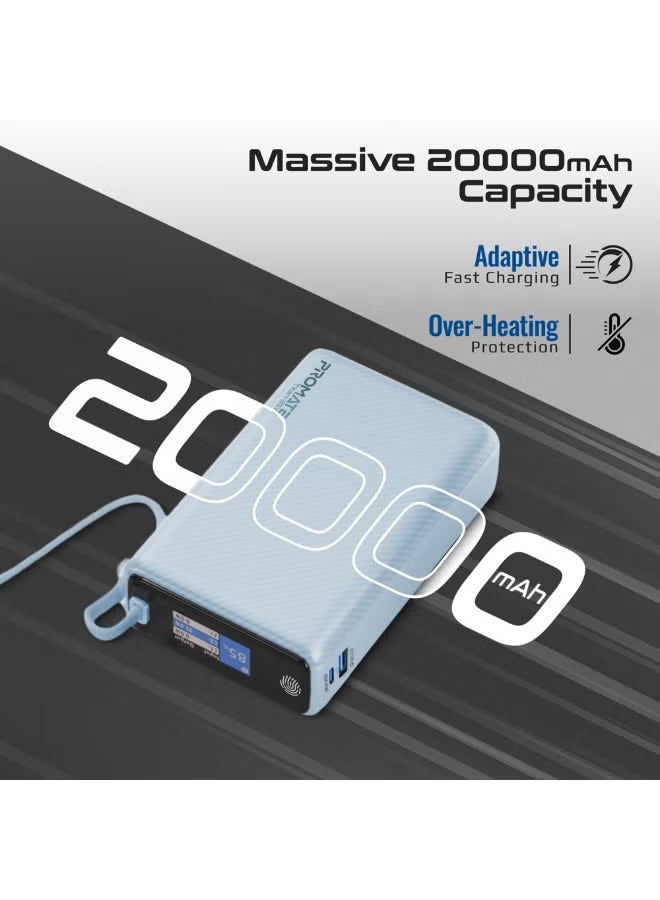 PROMATE Titan-35W باور بانك بسعة 20000mAh مع مخرج إجمالي 35W و 35WPD USB-C