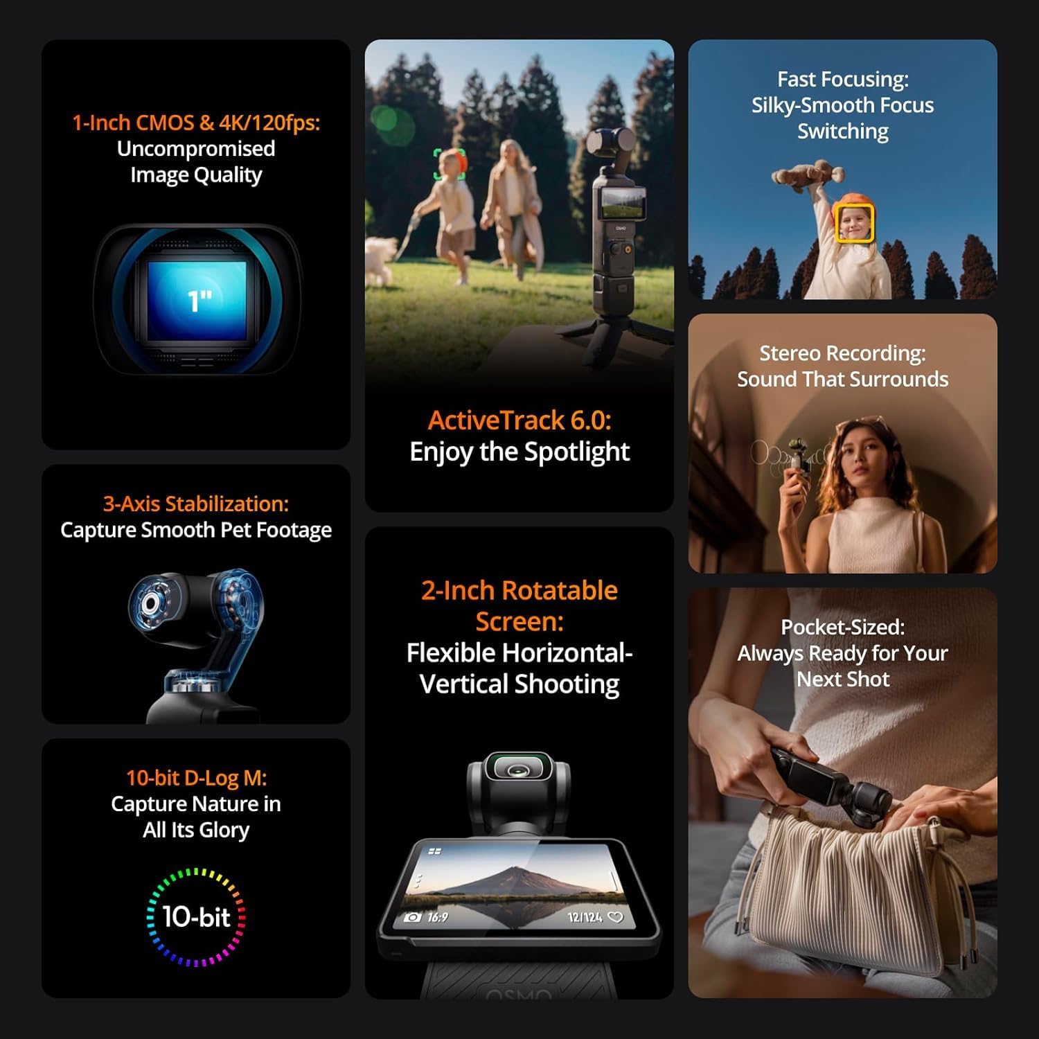 DJI Osmo Pocket 3 Gimbal Camera Creator Combo, Bundle with 64GB Memory Card, Card Reader (Creator Combo Bundle)