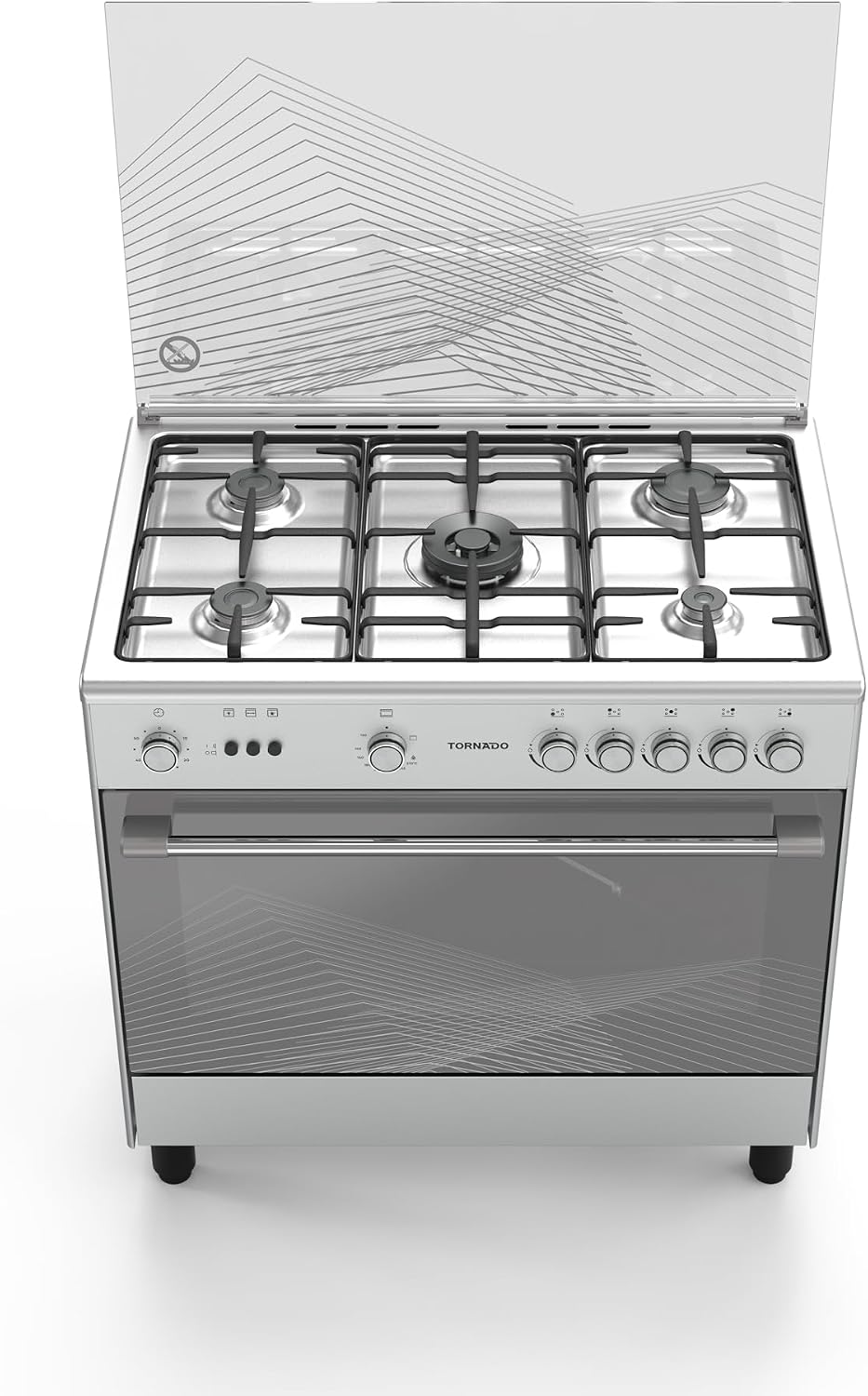 Tornado 90X60Cm Freestanding Cooker Full Gas Cooking Range With 5 Burners, Automatic Ignition & Full Safety 9T10Brc1X01Sg