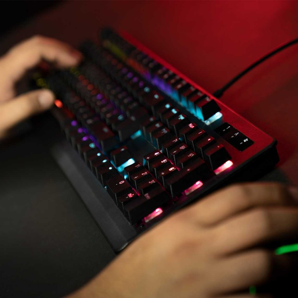 Porodo Gaming Wired Mechanical Gaming Keyboard with Gateron Pro Switch (Red) - Black